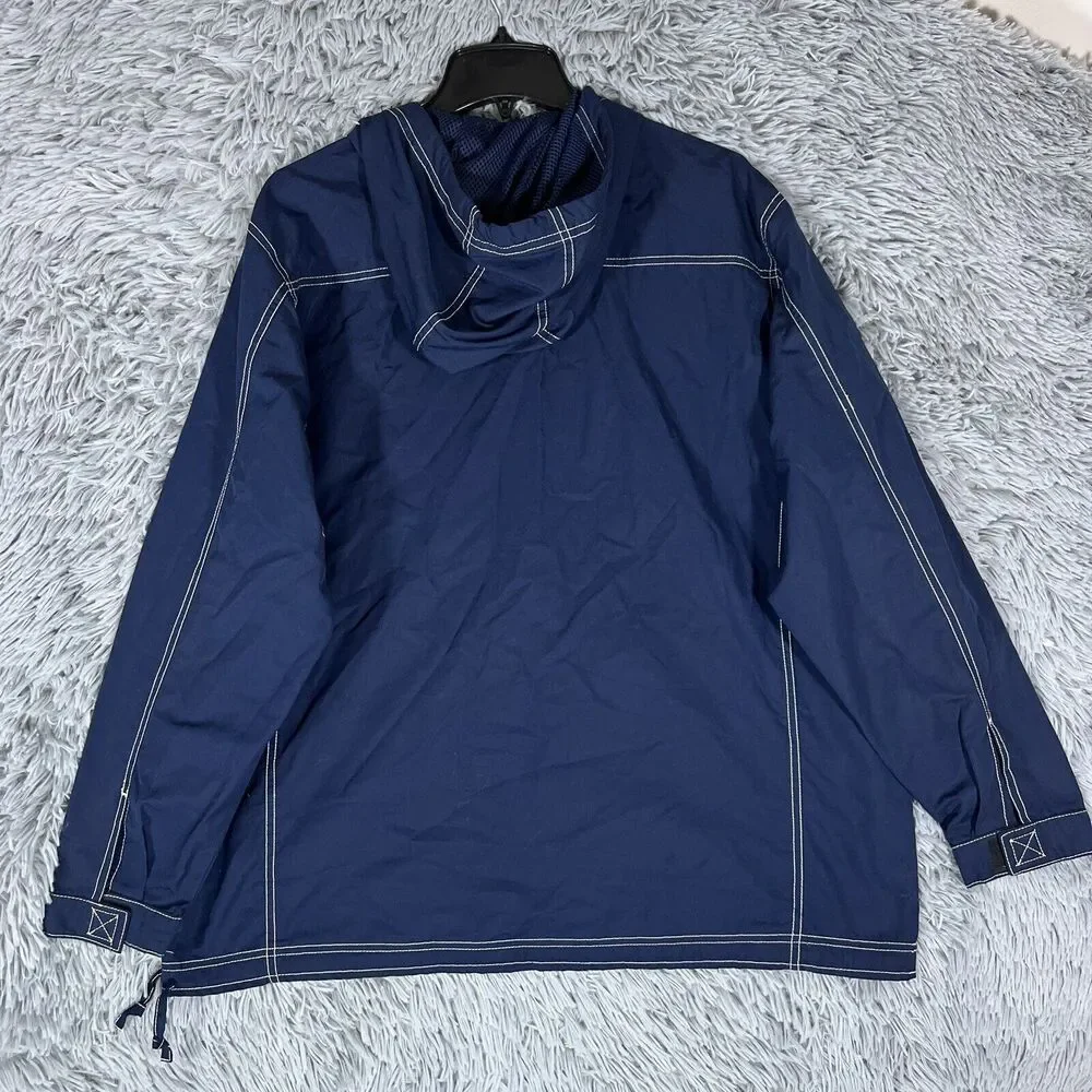 Vintage Nike Jacket Extra Large Blue Windbreaker Hoodie Solid Button Up Mens
